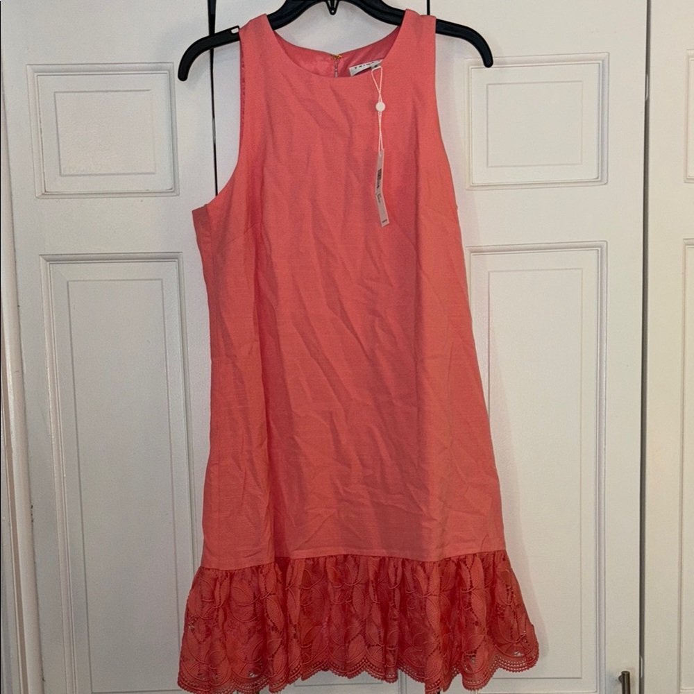 Coral Ruffled Knee-Length Sundress